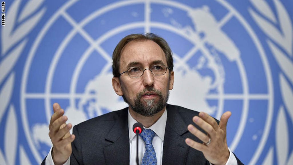 United Nations High Commissioner for Human Rights Zeid Ra'ad Al Hussein holds a press conference on Sri Lanka at the UN Office in Geneva on September 16, 2015. The United Nations detailed horrific abuses committed in Sri Lanka's civil conflict, including the disappearance of tens of thousands of people, and said the country needed international help to probe war crimes to enable reconciliation. AFP PHOTO / FABRICE COFFRINI        (Photo credit should read FABRICE COFFRINI/AFP/Getty Images)