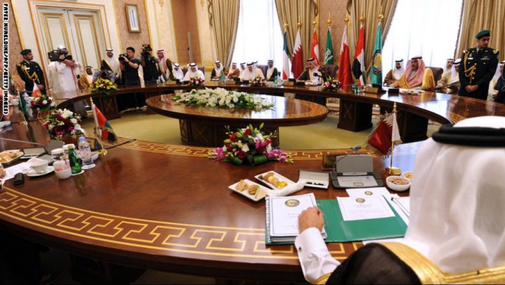 A general view shows the ordinary meeting of 134th session of the Gulf Cooperation Council (GCC), on March 12, 2015 in Riyadh. The Meeting will discuss developments on Yemen and Syria crisis.  AFP PHOTO / FAYEZ NURELDINE        (Photo credit should read FAYEZ NURELDINE/AFP/Getty Images)