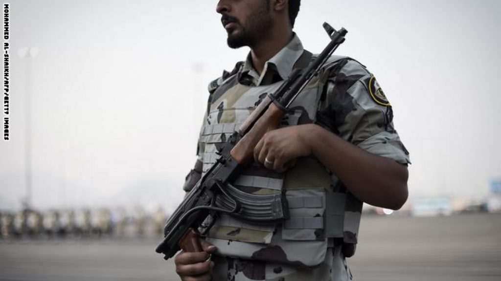 A Member of the Saudi special police unit stands guard during a military parade in Mecca on September 17, 2015, as more than one million faithful have already arrived in the Muslim holy city for the annual hajj pilgrimage which begins next week. AFP PHOTO / MOHAMMED AL-SHAIKH        (Photo credit should read MOHAMMED AL-SHAIKH/AFP/Getty Images)