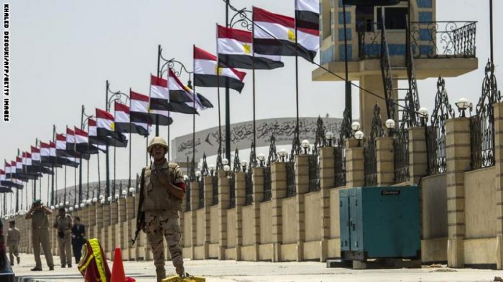 Egyptian soldiers stand guard outside the Field Marshal Hussein Tantawi Mosque, during the funeral of Egyptian state prosecutor, Hisham Barakat, who died hours after a powerful explosion hit his convoy yesterday, in the capital Cairo on June 30, 2015. AFP PHOTO / KHALED DESOUKI        (Photo credit should read KHALED DESOUKI/AFP/Getty Images)