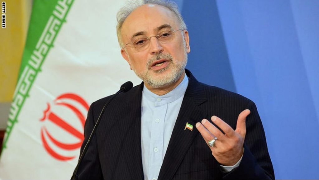 Ali Akbar Salehi, the head of Iran's Atomic Energy Organisation speaks at a press conference with Hungary's Minister of External Economy and Foreign Affairs (not pictured) in Budapest on February 19, 2016. / AFP / ATTILA KISBENEDEK        (Photo credit should read ATTILA KISBENEDEK/AFP/Getty Images)