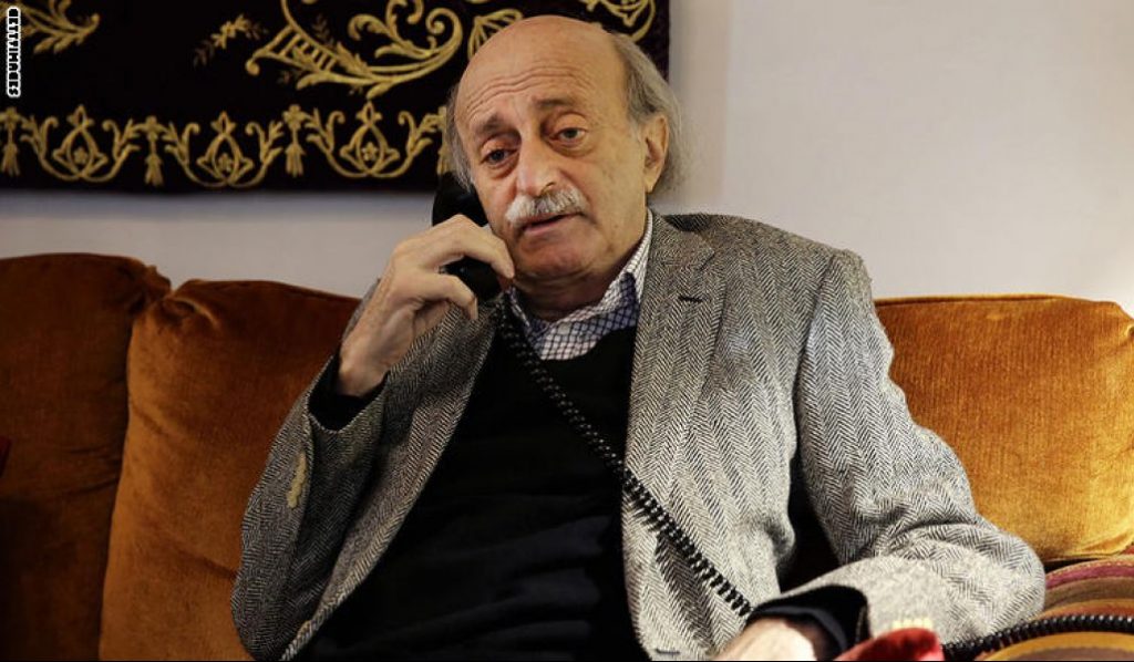 Lebanese Druze leader Walid Joumblatt talks on the phone after an interview with AFP at his house in Beirut's Clemenceau street on February 7, 2017. / AFP / JOSEPH EID        (Photo credit should read JOSEPH EID/AFP/Getty Images)